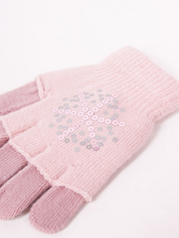 Rękawiczki dziewczęce różowe podwójne