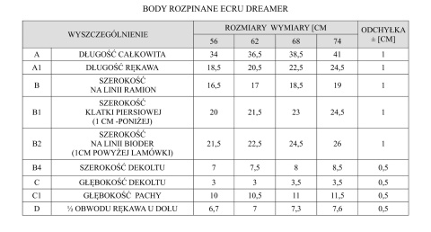 Body rozpinane Pinokio Dreamer ecru Body rozpinane Pinokio Dreamer ecru