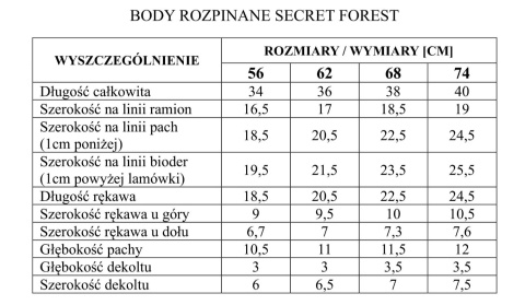 Body rozpinane Pinokio Secret Forest ecru Body rozpinane Pinokio Secret Forest ecru