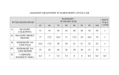 Legginsy Pinokio Little Car grafitowe Legginsy Pinokio Little Car grafitowe