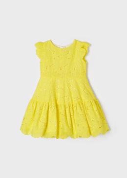 Sukienka z haftem Mayoral żółta