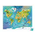 Puzzle w walizce Mapa świata 100 elementów 6+ Janod