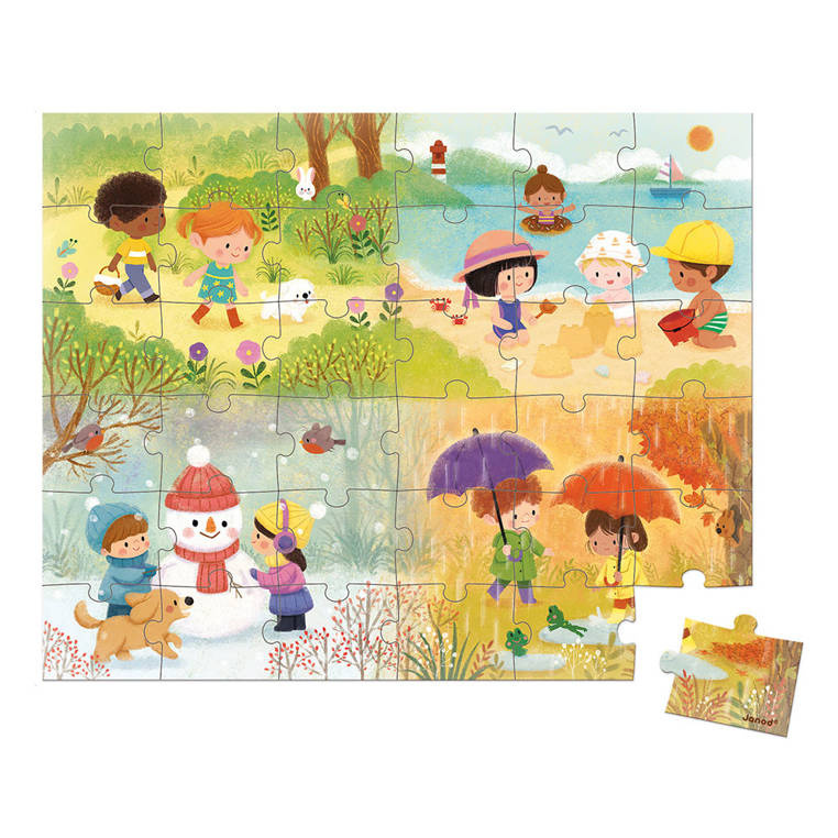 Puzzle w walizce Pory roku 36 elementów 4+ Janod Puzzle w walizce Pory roku 36 elementów 4+ Janod